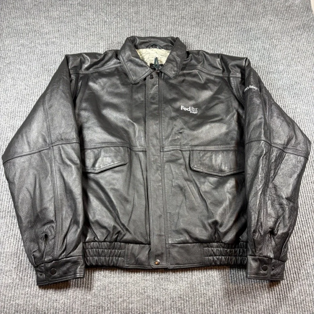 Burks Bay‎ Jacket Men's 2XL FedEx Freight Leather Bomber President Safety Team